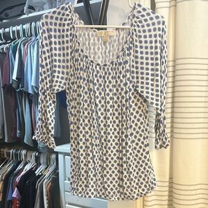 Blue and White Polka Dot Women's Top